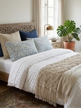 Luxury Bohemian Chic Blue Paisley Pillowcase Set